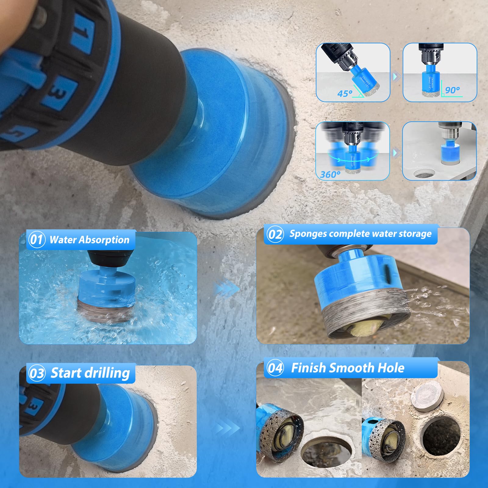 ZNXIMER Diamond Hole Saw Drill Bits - 2pcs 1-3/4